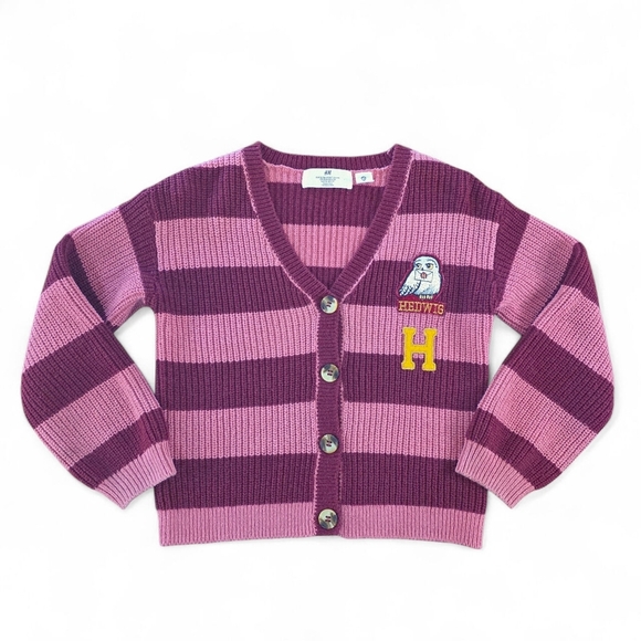 H&M Other - H&M Kids Harry Potter Hedwig Striped Cardigan Patch Sweater Button Front 6X/7